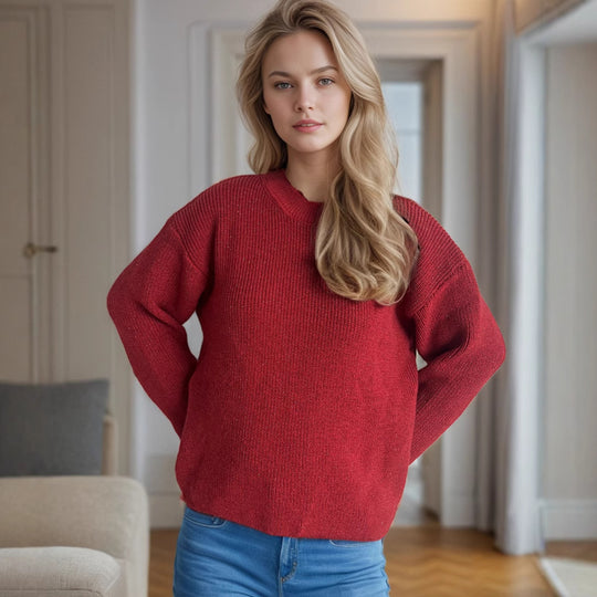 Damen lässiger Strickpullover mit großzügigem Schnitt und angenehmer Textur R&B