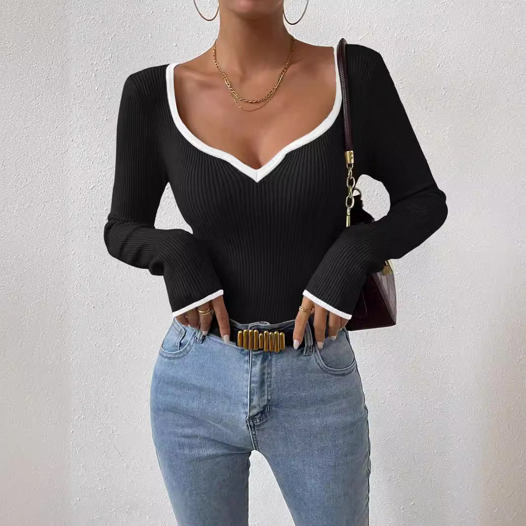 Damen Langarmshirt mit herzförmigem Ausschnitt R&B