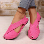 Damen Komfortable Ballerinas mit dekorativem Kreuzbanddesign R&B