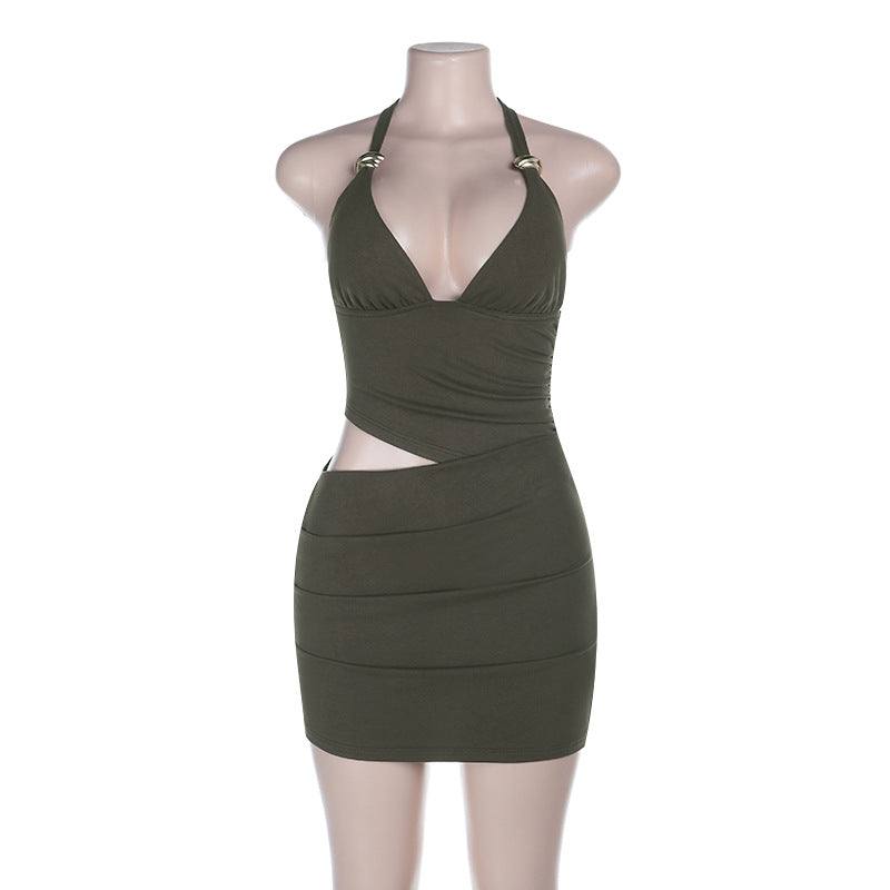 Damen Bandeau-Minikleid mit verführerischem Wickeldesign und tiefem Ausschnitt R&B