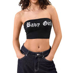 Damen Bandeau-Top mit kreativem Schriftzug R&B