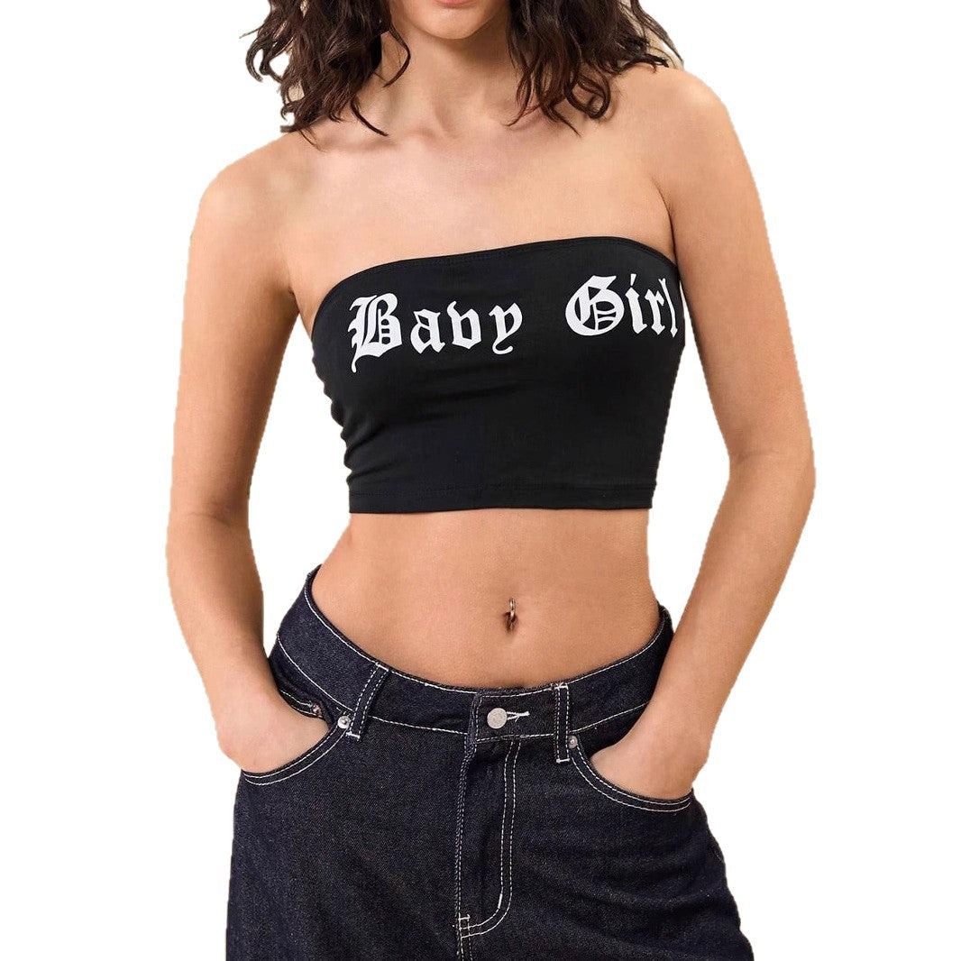 Damen Bandeau-Top mit kreativem Schriftzug R&B