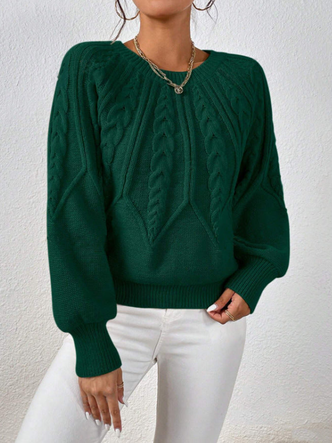 Damen Strickpullover mit Zopfmuster und weitem Schnitt R&B