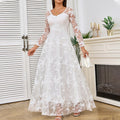 Elegantes Damen Hochzeitskleid mit Spitzenverarbeitung & voluminösem Rock für Hochzeit | R&B