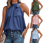 Damen Chiffon Top mit dekorativem Krawattenausschnitt R&B