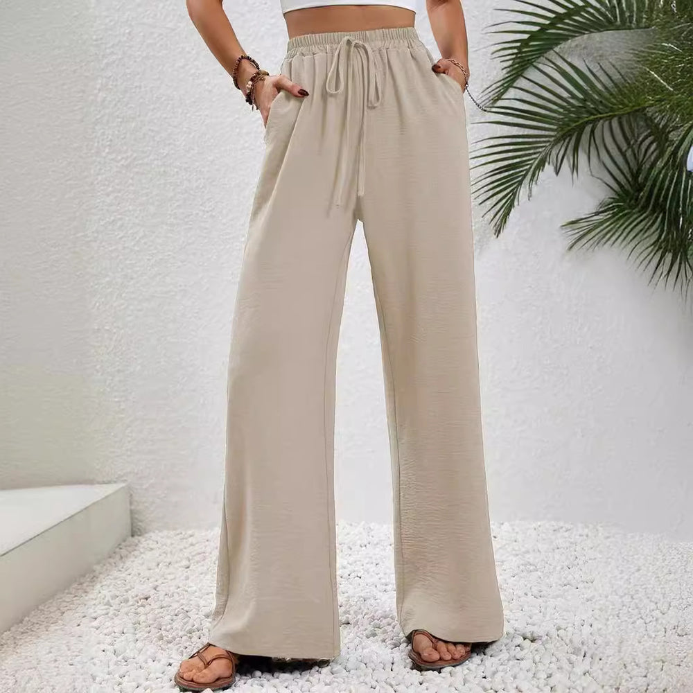 Damen Bequeme leichte Palazzo-Hose mit elastischem Bund und praktischen Taschen R&B