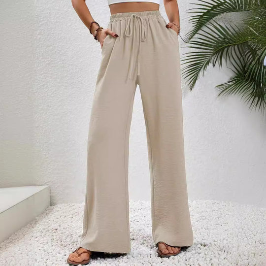 Damen Bequeme leichte Palazzo-Hose mit elastischem Bund und praktischen Taschen R&B