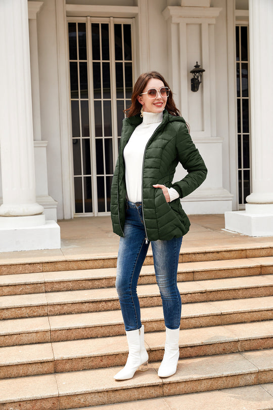 Damen gesteppte Winterjacke mit kuscheligem Innenfutter und praktischem Reißverschluss R&B