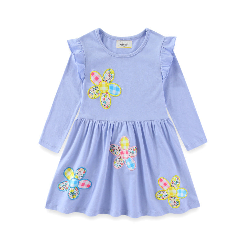 Mädchen Langarmkleid mit floralen Applikationen R&B