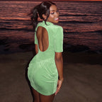 Damen Figurbetontes Cocktailkleid mit asymmetrischem Schnitt und Raffungselementen R&B