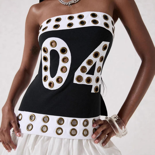 Damen Modisches Bandeau-Top mit dekorativen Ösen R&B
