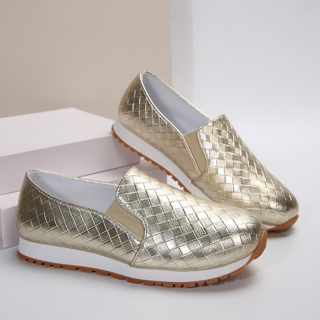 Damen Glamouröse Mokassins mit glänzender Metallschnalle R&B