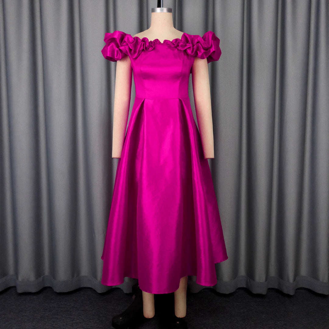 Damen Cocktailkleid mit schulterfreiem Design und voluminösen Rüschendetails R&B