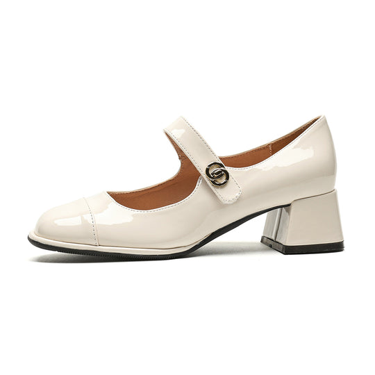 Damen Mary-Jane Pumps mit edlem Lackfinish und modischem Riemen R&B