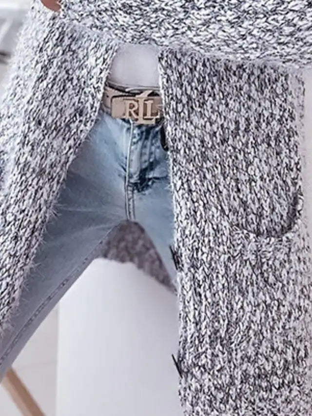 Damen Grobstrickjacke mit Kapuze und praktischen Taschen