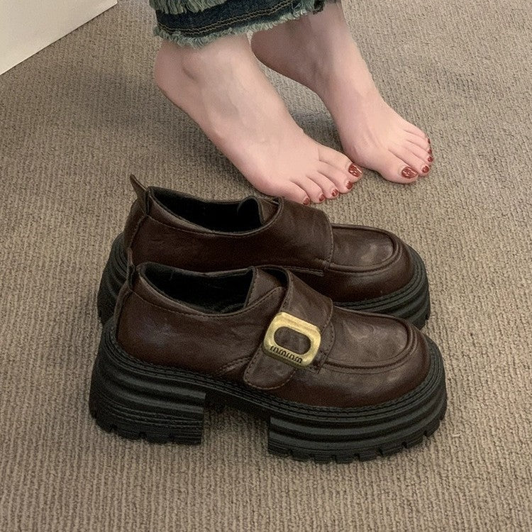 Damen Chunky Schnürschuhe mit robustem Plateau und modischer Schnallen-Applikation R&B