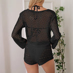 Damen Luftiger Häkelstrandpullover R&B
