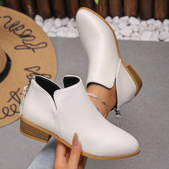 Damen modische Ankle Boots mit seitlichem Reißverschluss und geschmackvollem Design R&B