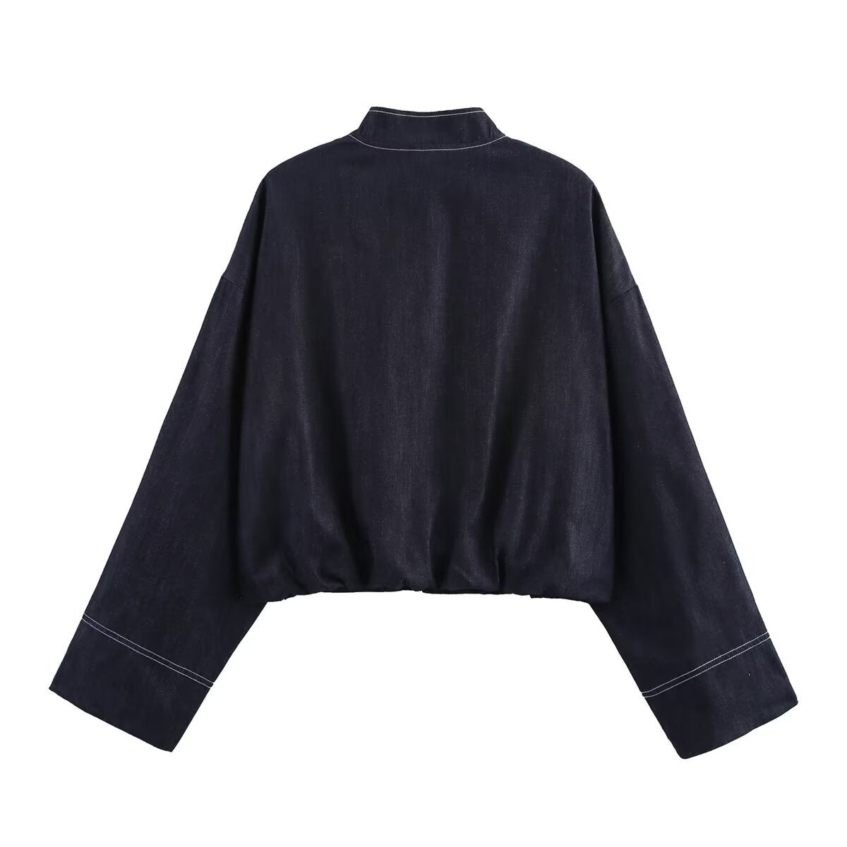 Damen cropped Denim-Jacke im lässigen Blouson-Stil mit Reißverschluss R&B