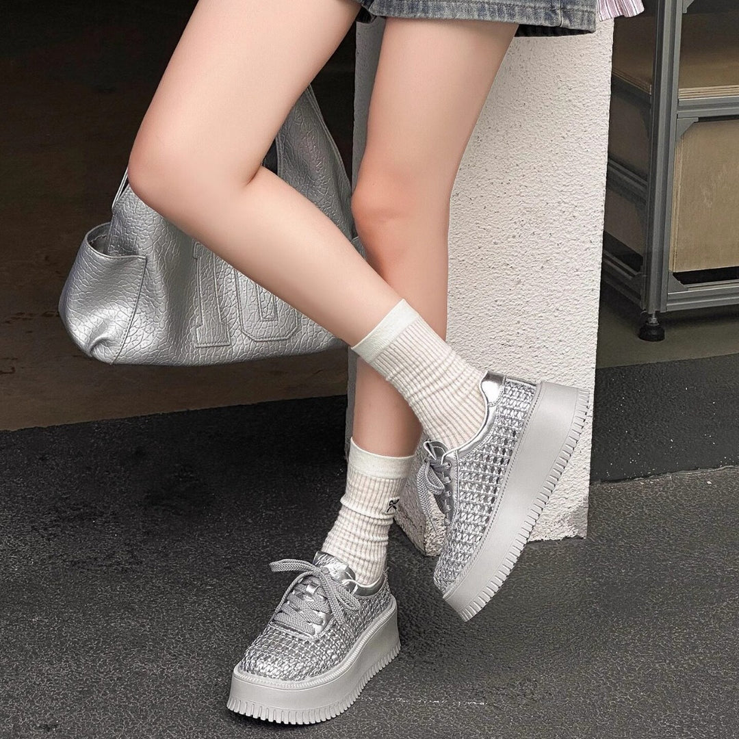 Damen Sportliche Sneaker mit atmungsaktivem Netzdesign und komfortabler Plateau-Sohle R&B