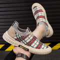 Damen Slip-On Freizeitschuhe mit elastischem Obermaterial und modischem Karomuster R&B