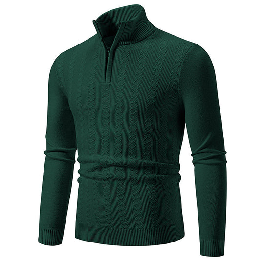 Herren Strickpullover mit Reißverschluss und grafischem Zopfmuster R&B