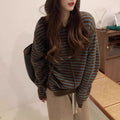 Damen Gemütlicher Kapuzenpullover mit Streifenmuster R&B