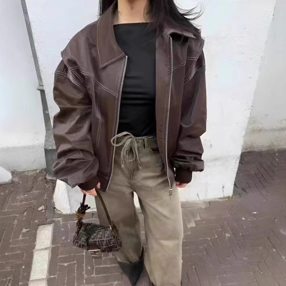 Damen modische jacke mit strukturiertem Kragen und praktischen Taschen R&B