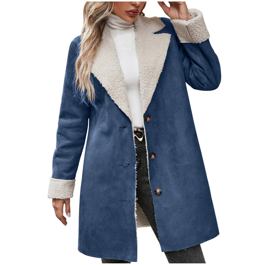 Damen kuscheliger Oversized-Mantel mit schickem Kragen R&B