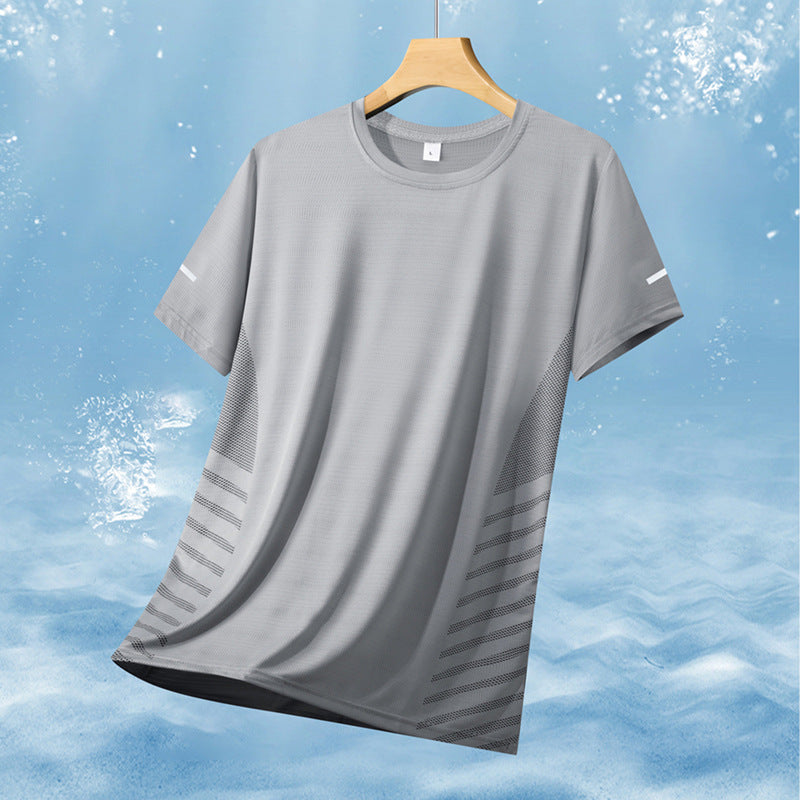 Herren nan atmungsaktives Sportshirt mit Netz-Einsätzen, feuchtigkeitsableitender Funktionsstoff und reflektierenden Streifen R&B