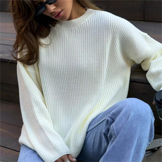 Damen Oversized Strickpullover mit weitem Schnitt und Struktur R&B