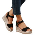 Damen Wedge-Sandaletten mit raffinierten Riemen und trendigem Glitzerschmuck R&B
