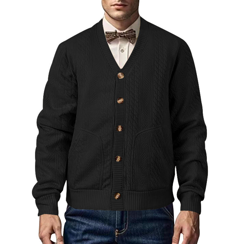 Herren Strickjacke mit strukturierter Oberfläche und praktischen Taschen R&B
