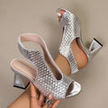 Damen Offene High Heel Sandaletten mit modernem Gitterdesign und komfortablem Fersenriemen R&B