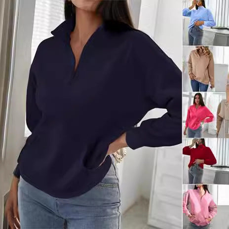 Damen bequemer Stehkragen Pullover R&B