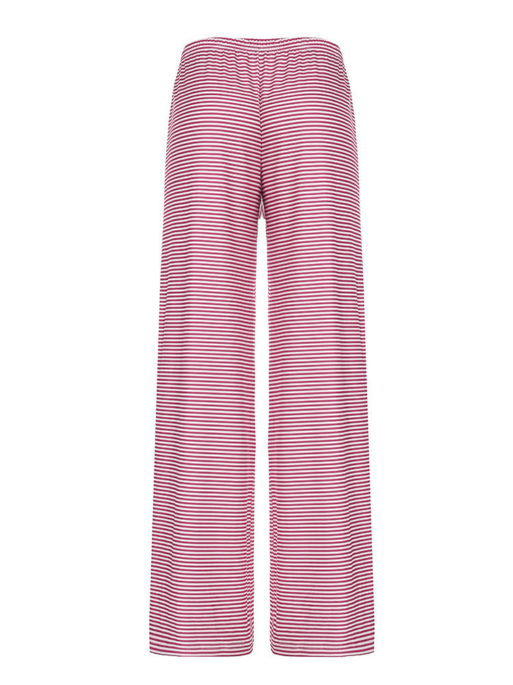 Damen Bequeme und luftige Sommerhose mit Streifenmuster und elastischem Bund R&B