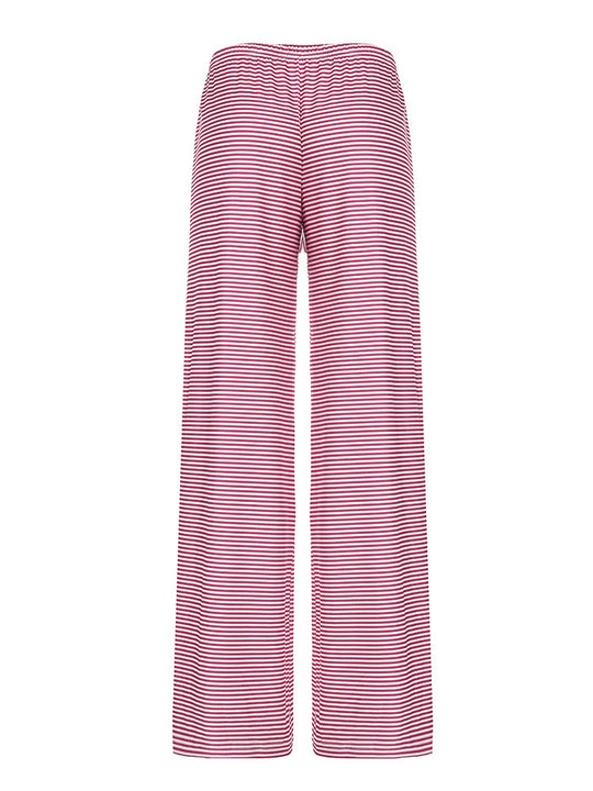 Damen Bequeme und luftige Sommerhose mit Streifenmuster und elastischem Bund R&B