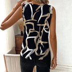Damen Elegantes V-Ausschnitt Top mit R&Brnem grafischen Muster R&B