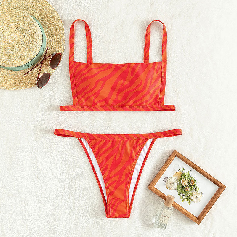 Damen Zweiteiliges Bikini-Set mit modernem Gitterdesign