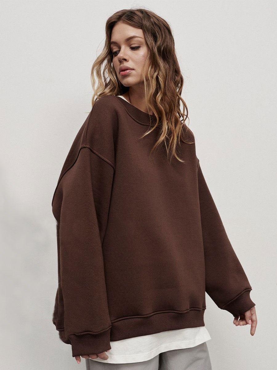 Damen Oversized Sweatshirt im lässigen Stil mit übergroßen Ärmeln und elastischen Bündchen R&B