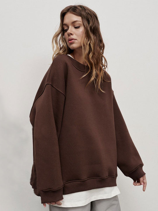 Damen Oversized Sweatshirt im lässigen Stil mit übergroßen Ärmeln und elastischen Bündchen R&B