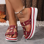Damen Trendige Plateausandalen mit modischen Metallakzenten R&B