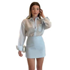 Damen Elegant geschnittenes Hemd und Minirock Set R&B