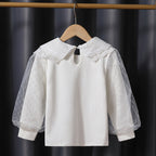 Mädchen modische Bluse mit eleganten Tüllärmeln und kunstvoller Spitzenverzierung R&B