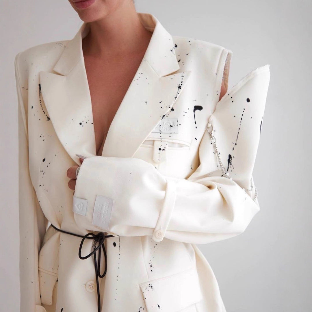 Damen Modischer Oversized-Blazer mit kreativen Akzentmustern R&B