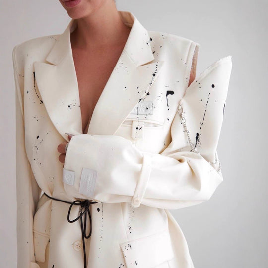 Damen Modischer Oversized-Blazer mit kreativen Akzentmustern R&B