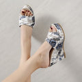 Damen Bequeme Platform-Pantoletten mit floralem Muster R&B