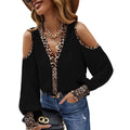 Damen Elegante Bluse mit modischen Cut-Outs und animalischem Muster R&B
