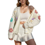 Damen Strickjacke mit floralen Applikationen R&B