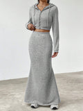 Damen lässige Cropped-Jacke mit Maxirock R&B